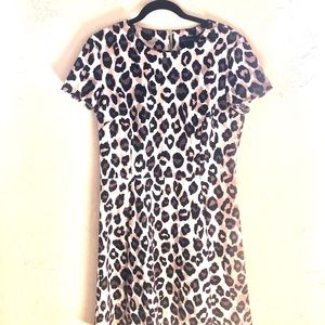 Comfy A-line Leopard dress with gold zipper